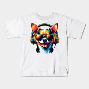 Chihuahua Smiling DJ: A Musical Canine Spectacle Kids T-Shirt